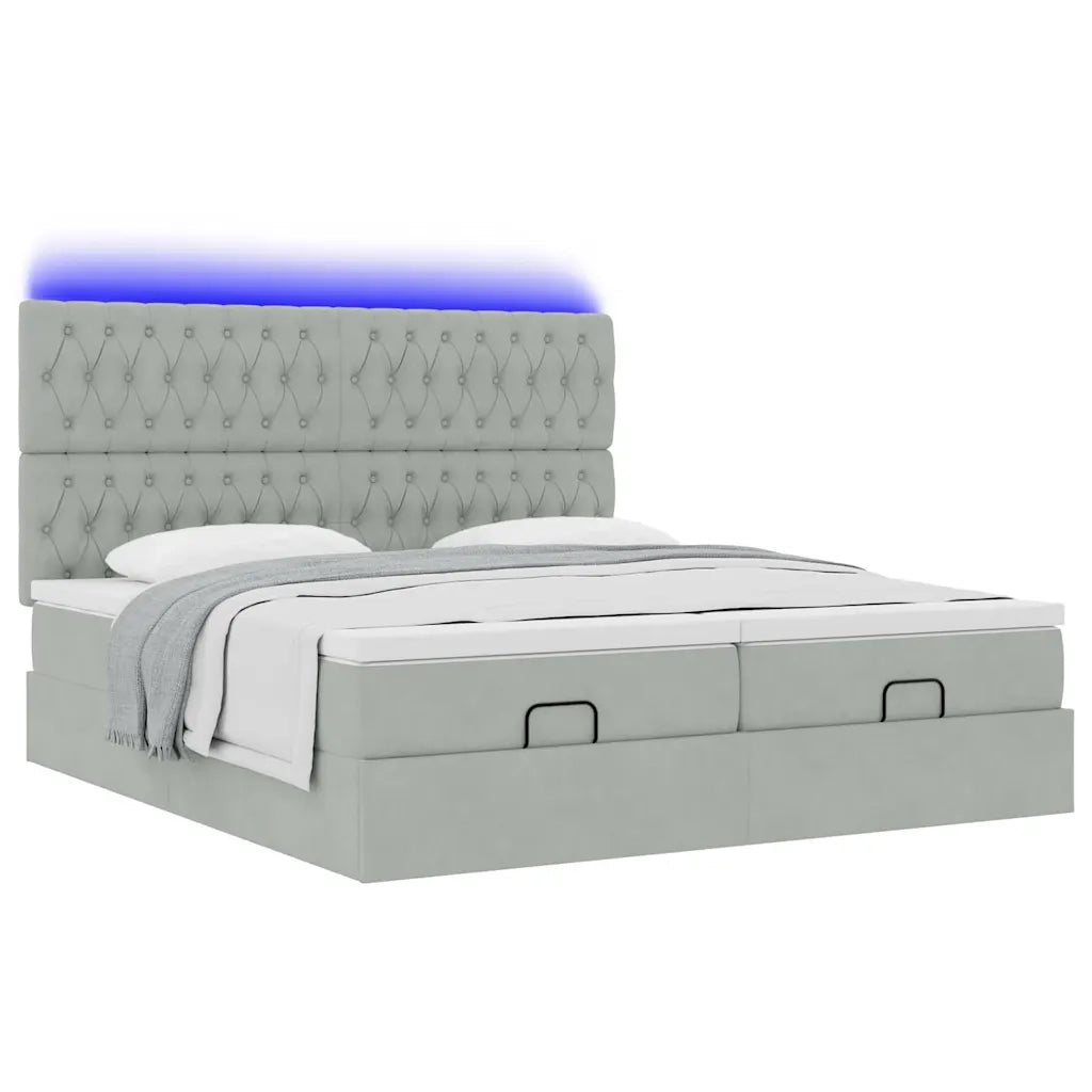 Struttura Letto Pouf con Materassi 200x200 cm Velluto
