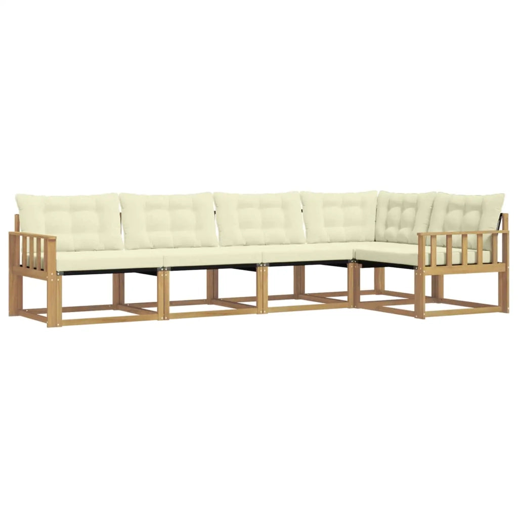 Set di divani da esterno con cuscino 5 pcs Bianco e Crema 3388680