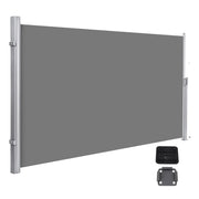 Tenda da sole laterale retrattile frangivista parasole per balcone terrazza giardino con fissaggio a terra protezione dalla vista 180 x 350 cm grigio 12_0001857