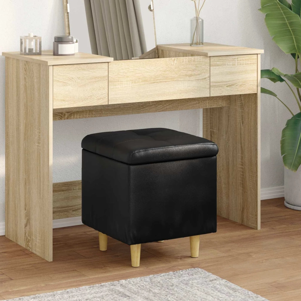 Pouf contenitore Nero 40 x 40 x 45 cm Pelle sintetica 876816