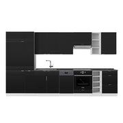 Cucina componibile Fame-Line Nero rigato/Bianco 355 cm, PL Antracite Vicco