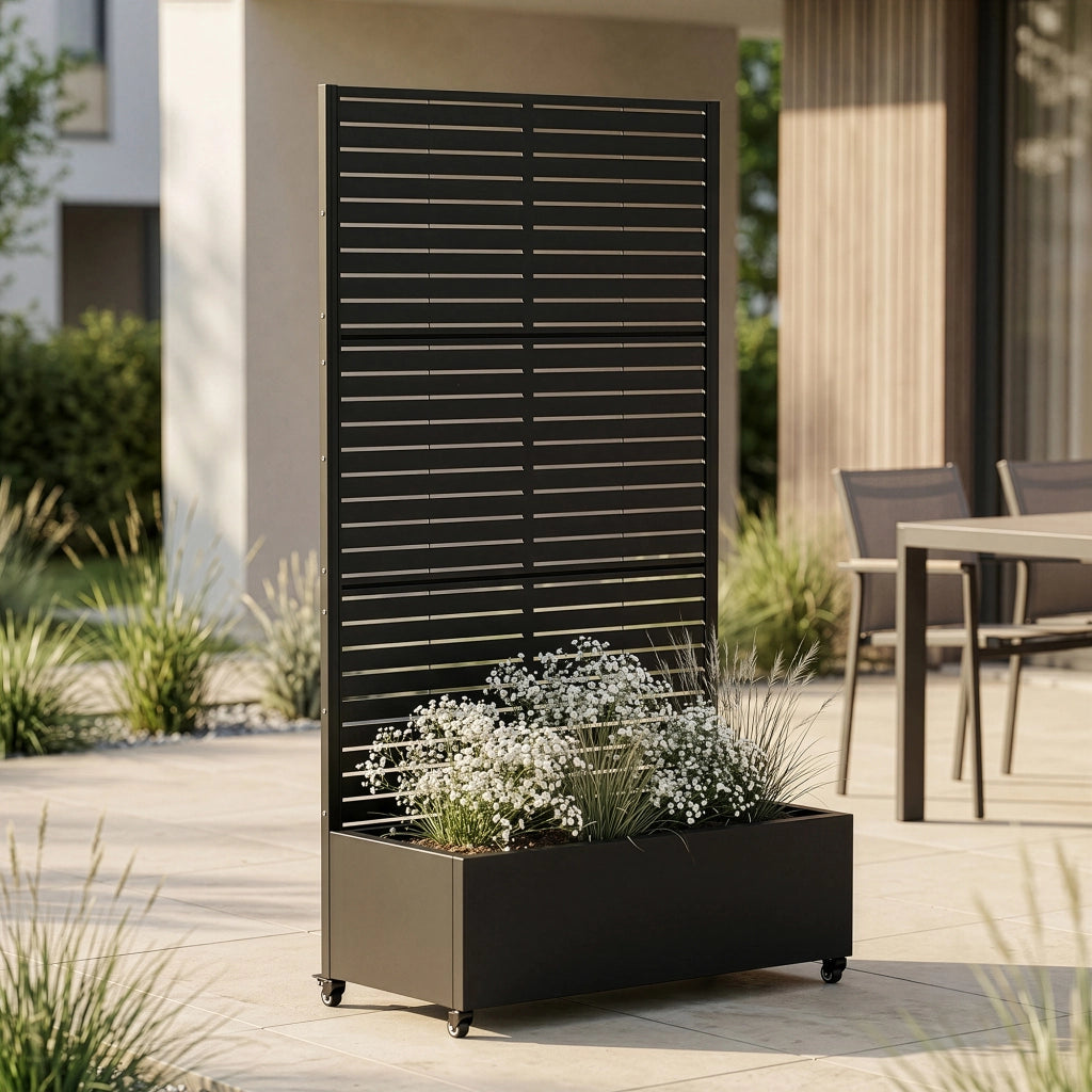 Fioriera con Spalliera Nodepp in Acciaio 190 x 82 x 38 cm - Nero casa.pro