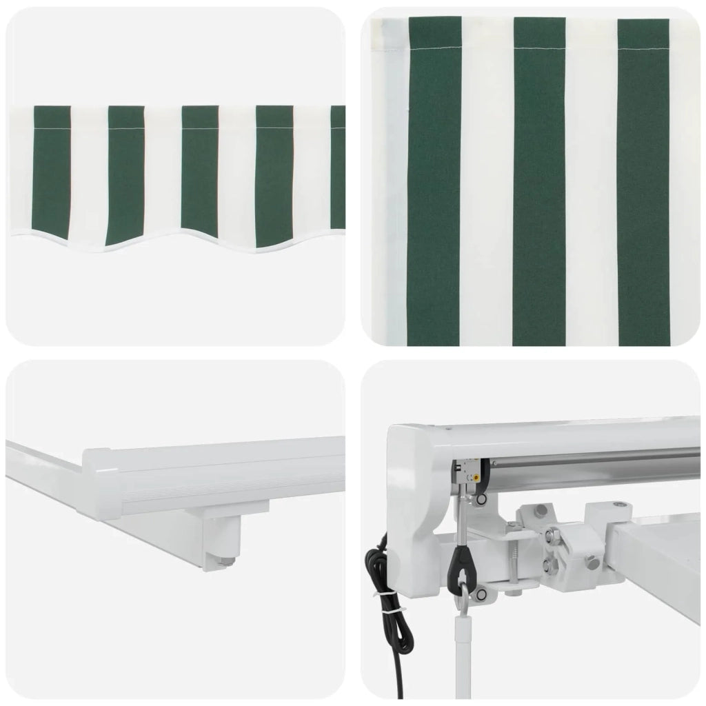 Tettuccio Elettrico Retrattile Verde e Bianco 4,5 × 3,5 m 3421426