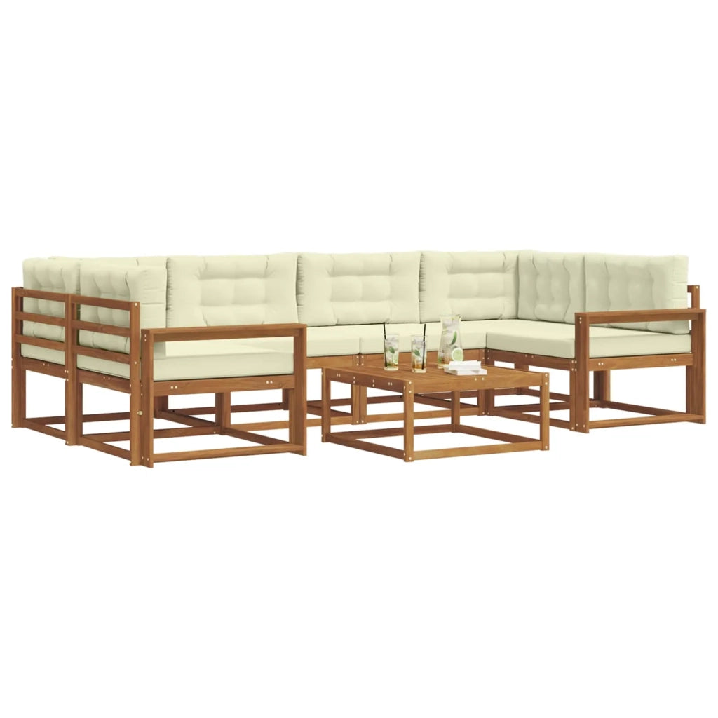 Set di divani da esterno con cuscino 7 pcs Naturale e Crema