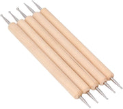 Set di Gravatura a 5 pezzi - Stilo a punta dritta con doppia punta - Becco di castagno/acciaio inossidabile - Progetti DIY artigianali - Penna pieghevole 130mm - Diversi diametri di testa di punta - Set di punzoni