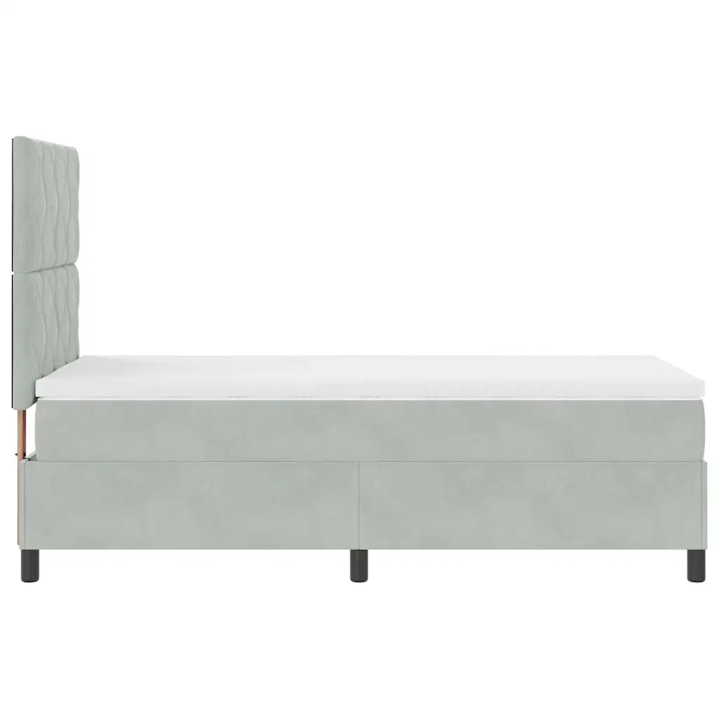 Letto a molle con materasso Grigio chiaro 100 x 200 cm Velluto 3339878