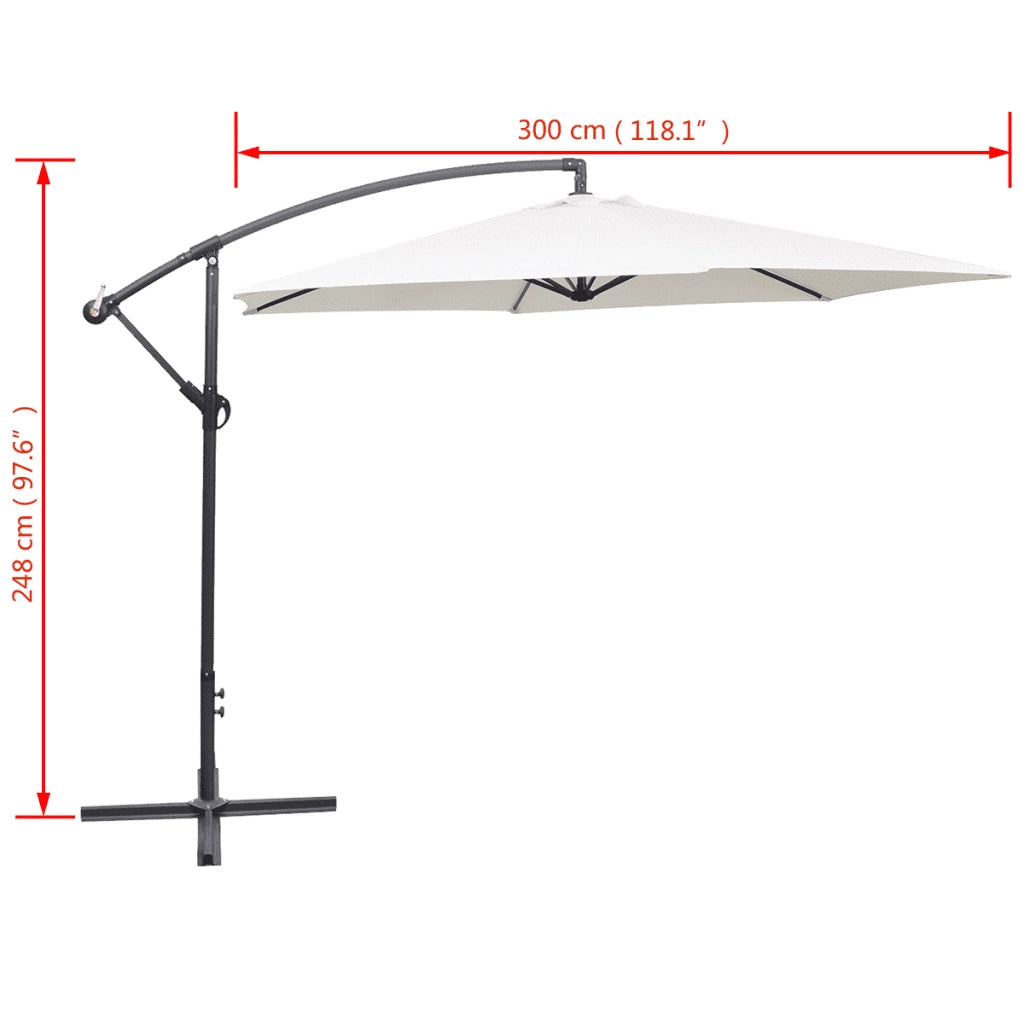 Ombrellone 3 m Bianco Sabbia