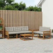 Set di divani da esterno 6 pcs Naturale e Grigio Chiaro