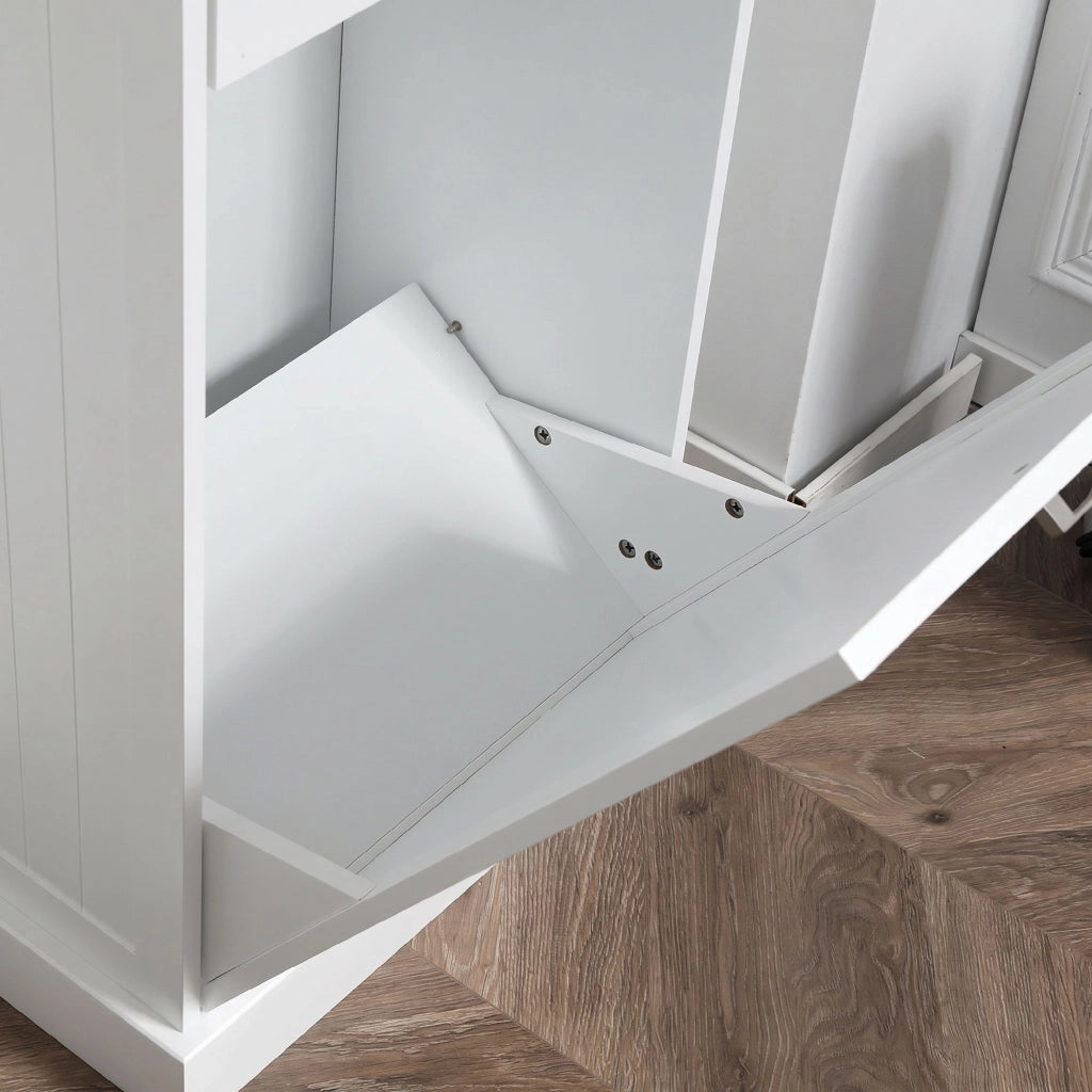 Credenza da Cucina 51x33,5x90 cm con Supporto per Bidoni della Spazzatura da 38 Litri in MDF Bianco