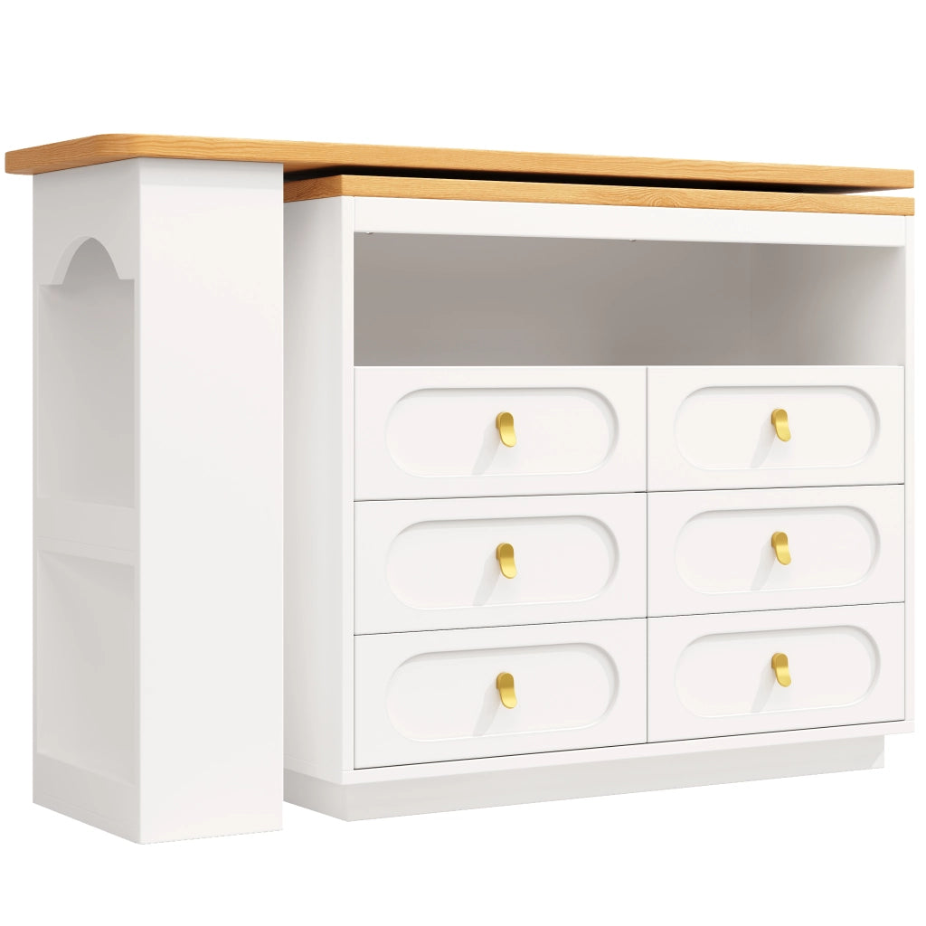 Tavolo Bar Allungabile con Cassetti e Ruote ¨C MINIMAL ¨C Bianco, 138-203 cm