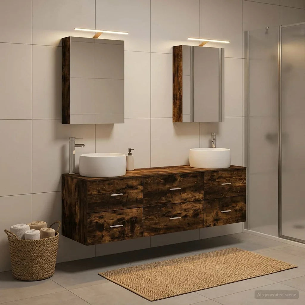 Set di mobili per il bagno 5 pcs Rovere Fumo 3406995
