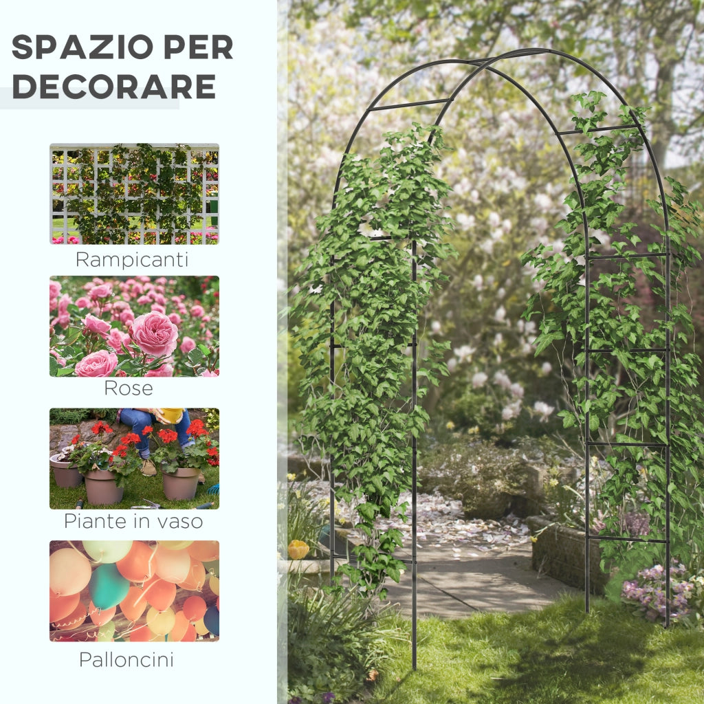 Arco per Rampicanti in Metallo ¨C Zephmum ¨C 140x40x240cm, Nero