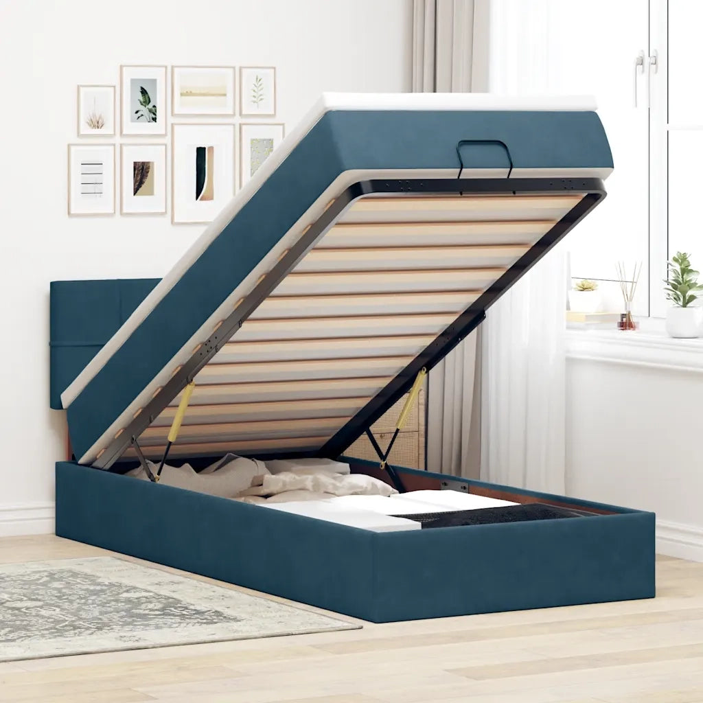 Struttura Letto Pouf con Materasso 90x190 cm in Velluto 3311745