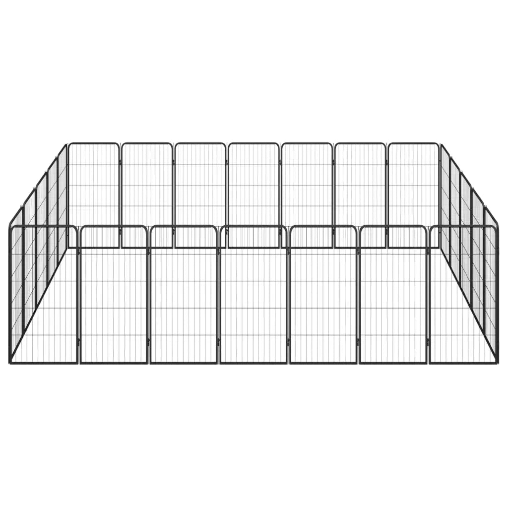 Box Cani 24 Pannelli Nero 50x100 cm Acciaio Verniciato Polvere 3115962
