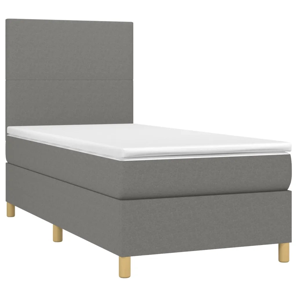 Letto a Molle Materasso e LED Grigio Scuro 90x190 cm in Tessuto cod mxl 61209