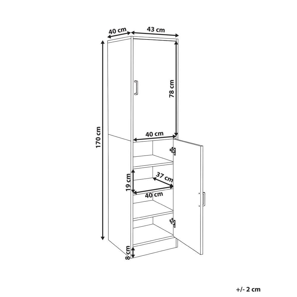 Scarpiera alta in truciolato bianco, 43 x 40 x 170 cm, per 12 paia di scarpe con scomparti, Moderno Minimalista