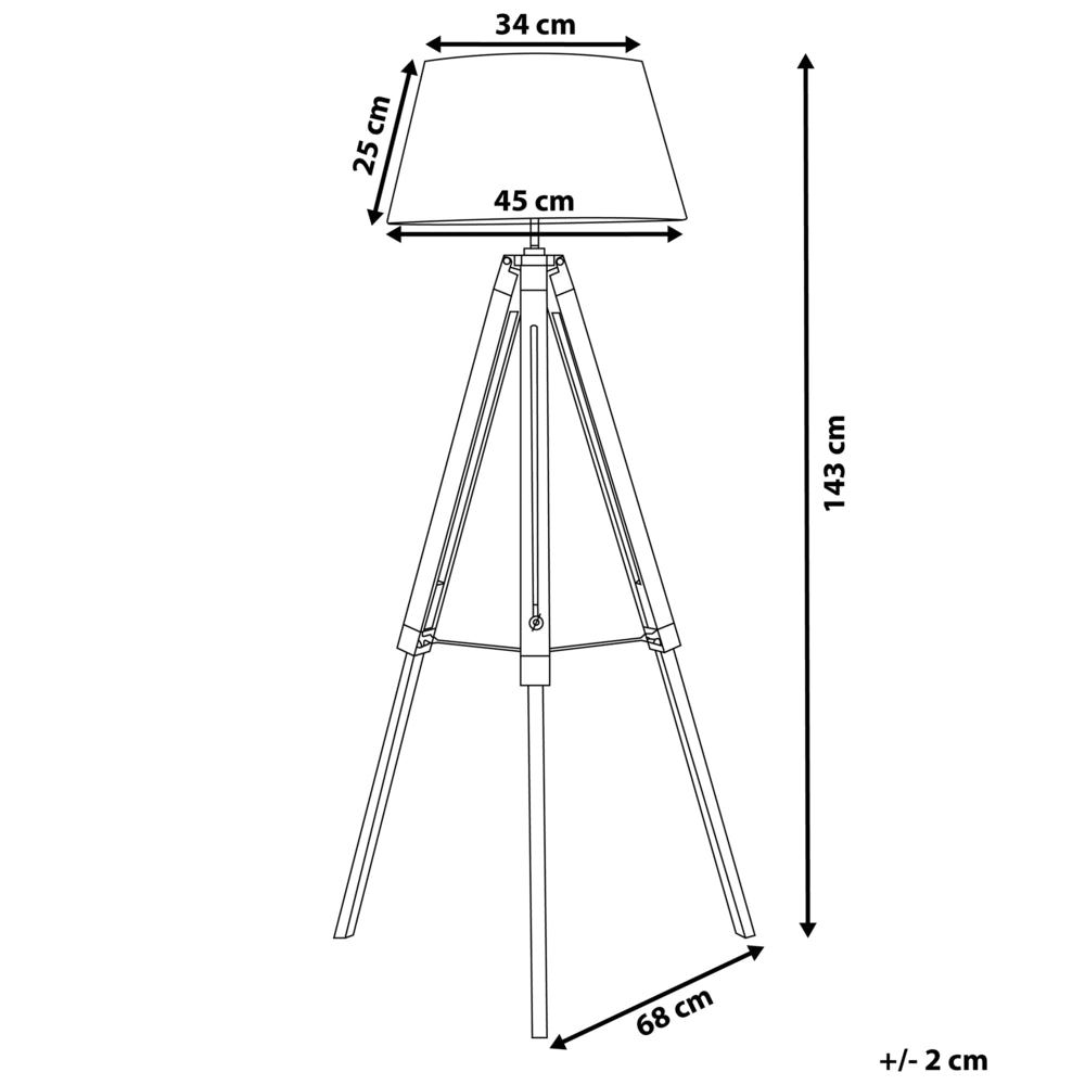 Lampada da Terra Nero Policotone Paralume Gambe in Legno 143 cm Treppiede Moderno Stile Industriale Soggiorno Camera da Letto