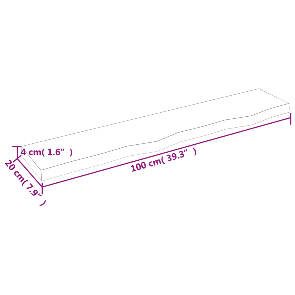 Ripiano a Parete 100x20x4 cm Legno Massello Rovere Non Trattato 363558