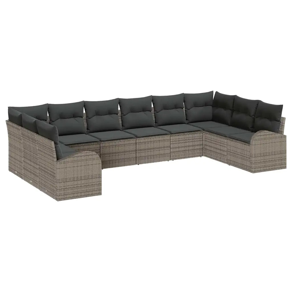 Set Divano da Giardino con cuscino 10 pcs Grigio polyrattan 3354888