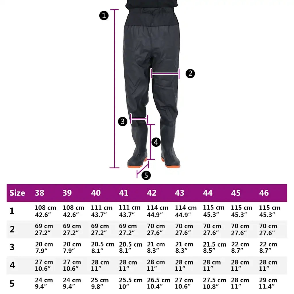 Wader da Pesca alla Vita con Stivali Nero Taglia 40 CFW8957376