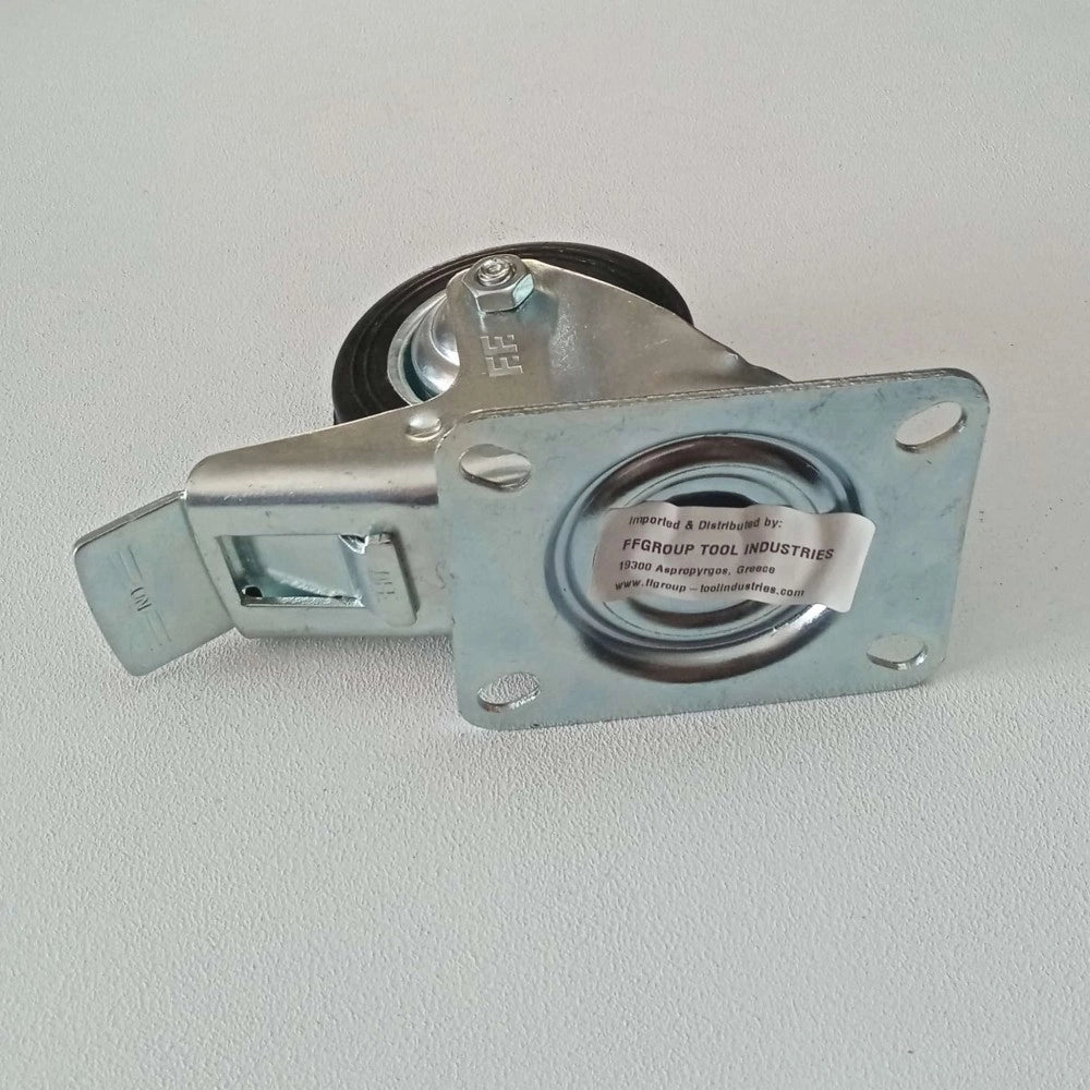 Ff group 85mm ruota in gomma standard con piastra girevole e freno