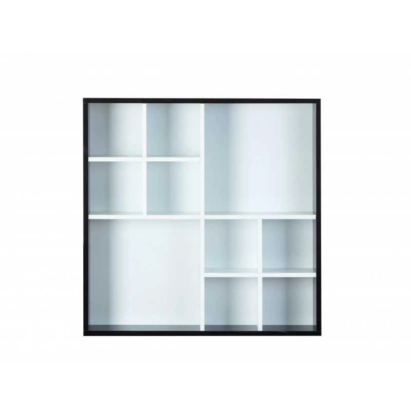 Libreria Inter Link da parete in laminato nero/bianco dim.70x13x70 cm