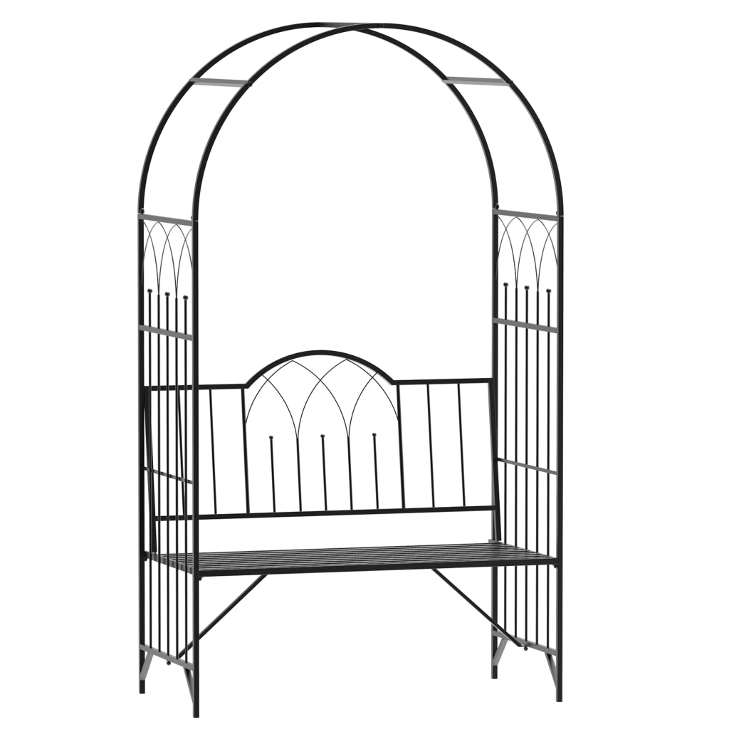 Arco da Giardino Metallico con Panchina ¨C zephmum ¨C Nero 115x59x203 cm