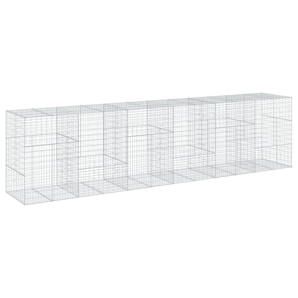 Gabbione recinto a gabbia muro di contenimento con coperchio 600 x 100 x 150 cm ferro zincato argento 02_0040180