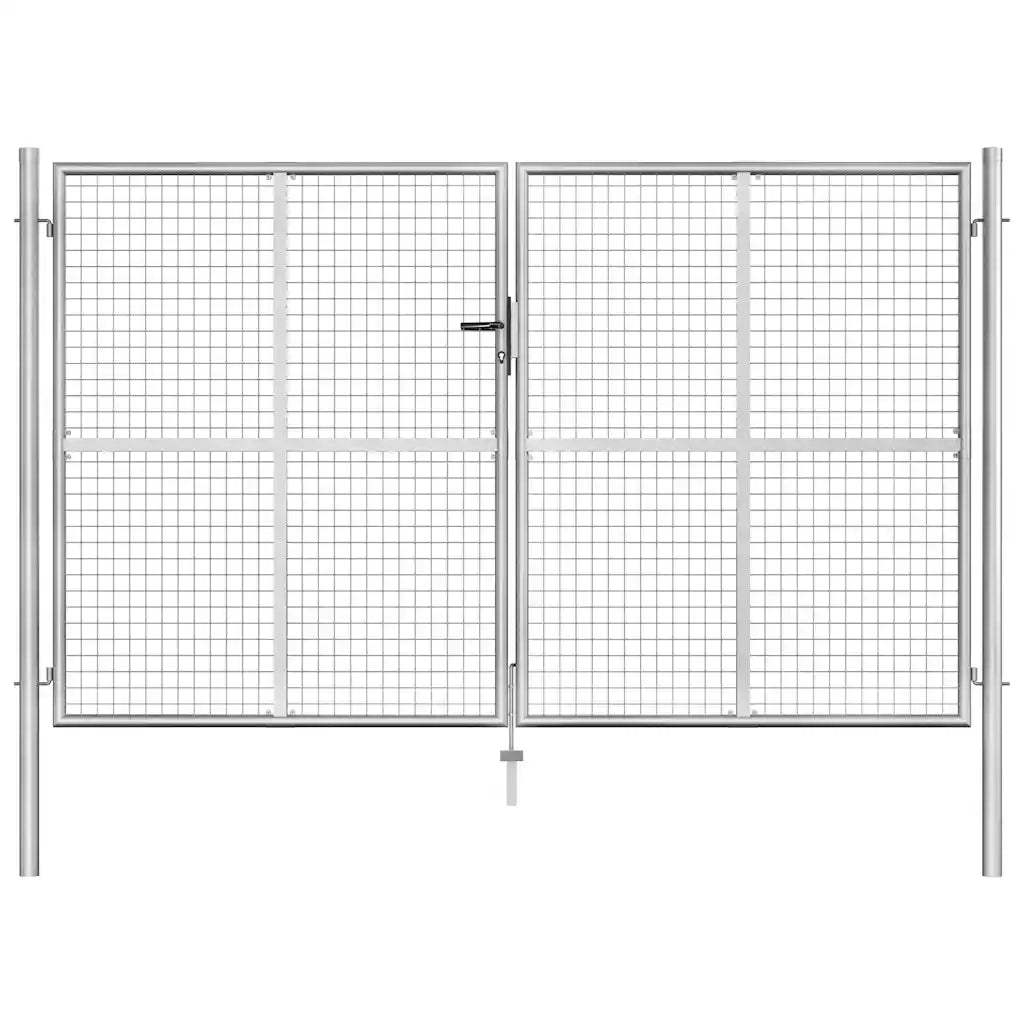 Cancello per Giardino in Acciaio Zincato 306x200 cm Argento cod mxl 51954