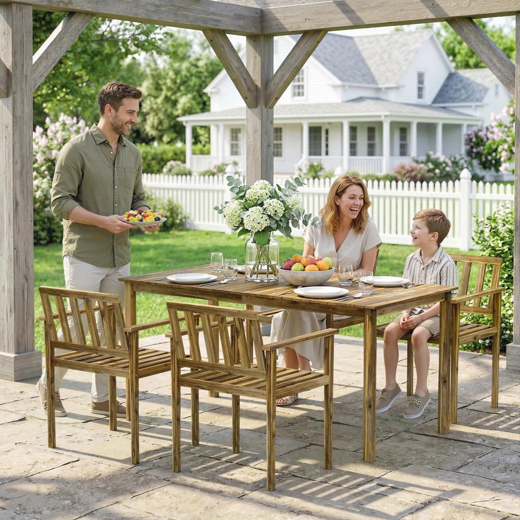Set da Pranzo da Giardino 5 Pezzi in Teak ¨C zephmum ¨C Tavolo e 4 Sedie