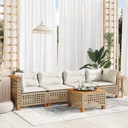 Set Divano da Giardino 5 pz con Cuscini Beige in Polyrattan 3261730