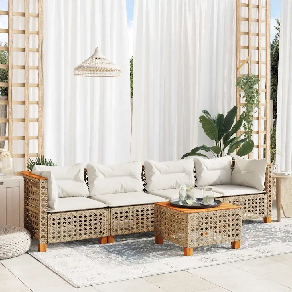 Set Divano da Giardino 5 pz con Cuscini Beige in Polyrattan 3261730
