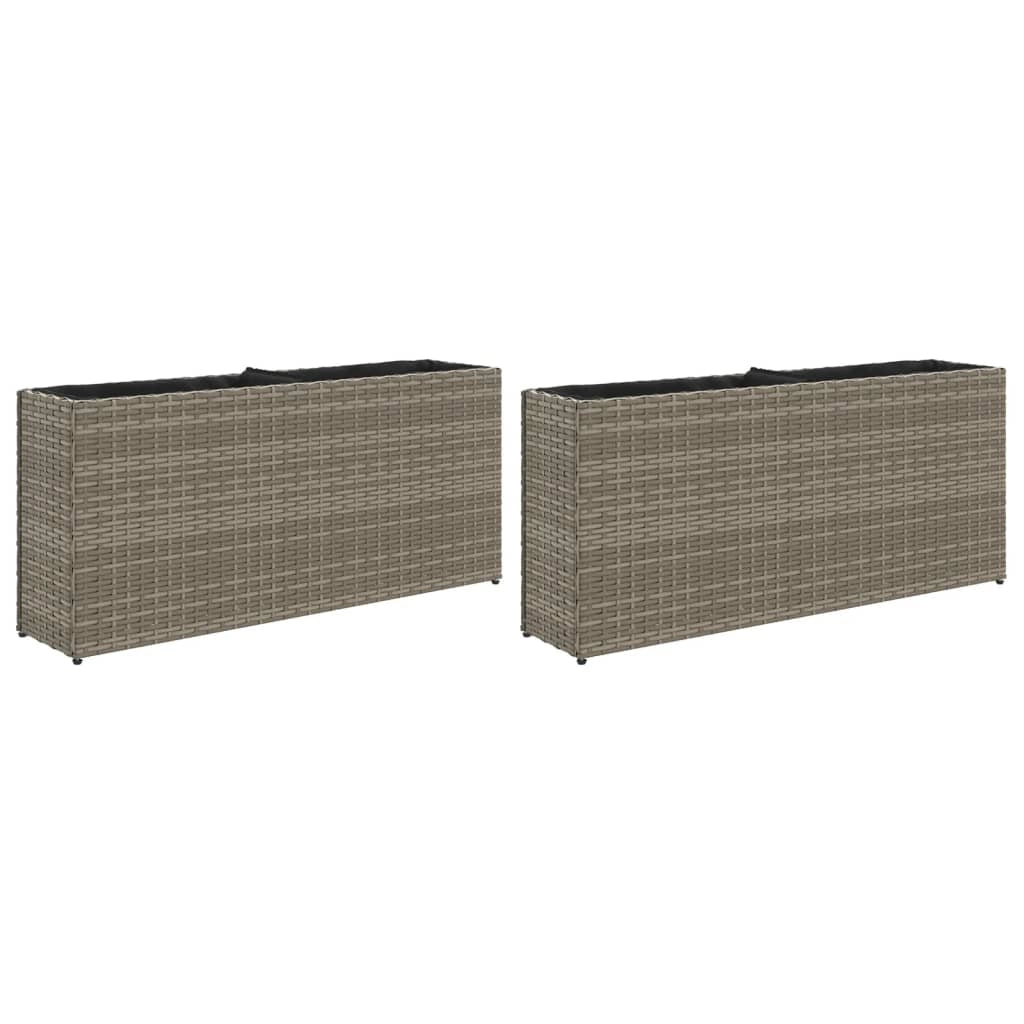 Fioriera rialzata per piante fiori giardino terrazze con 2 vasi set da 2 90 x 20 x 40 cm resina intrecciata grigia 02_0038855