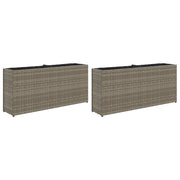 Fioriera rialzata per piante fiori giardino terrazze con 2 vasi set da 2 90 x 20 x 40 cm resina intrecciata grigia 02_0038855
