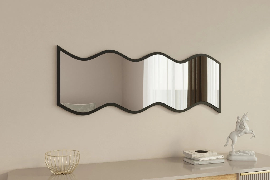 Metonoka, Specchio Forma Rettangolare, 40x120h cm Nero