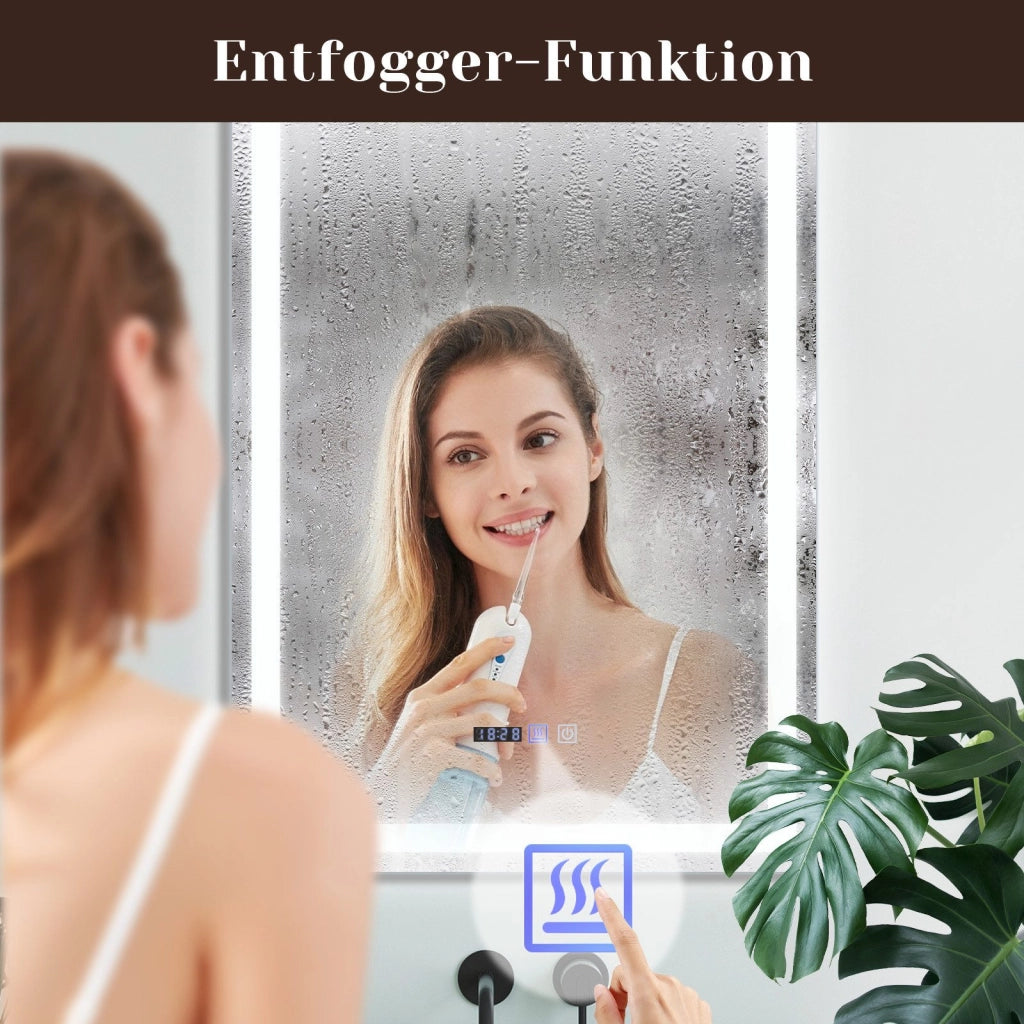 ZMH Specchio da bagno con illuminazione a LED Bagno con funzione touch Specchio da parete bianco