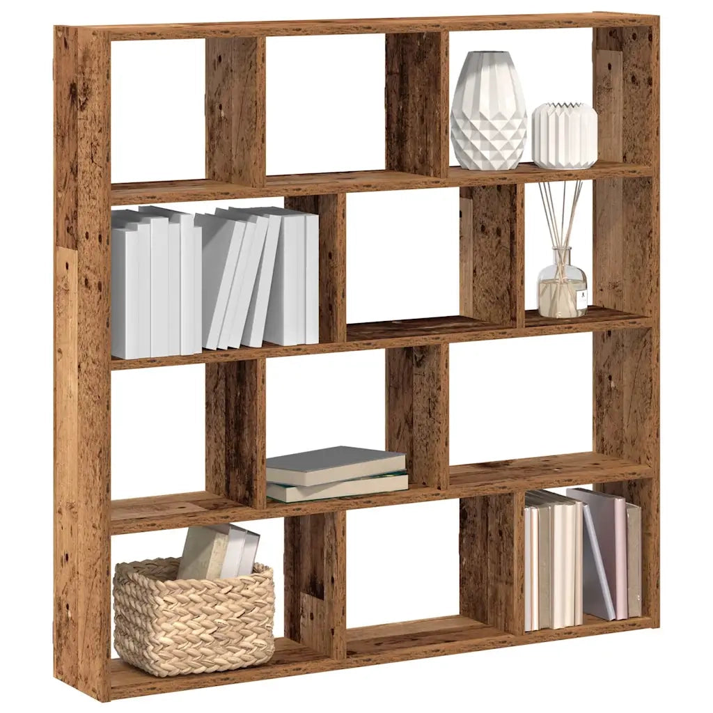 Mensola a Muro a Cubo 12 Scomparti in Truciolato Legno Antico 860011