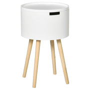 Tavolino da salotto rotondo ¨C Xylo ¨C Bianco con ripiano legno ?38x63 cm
