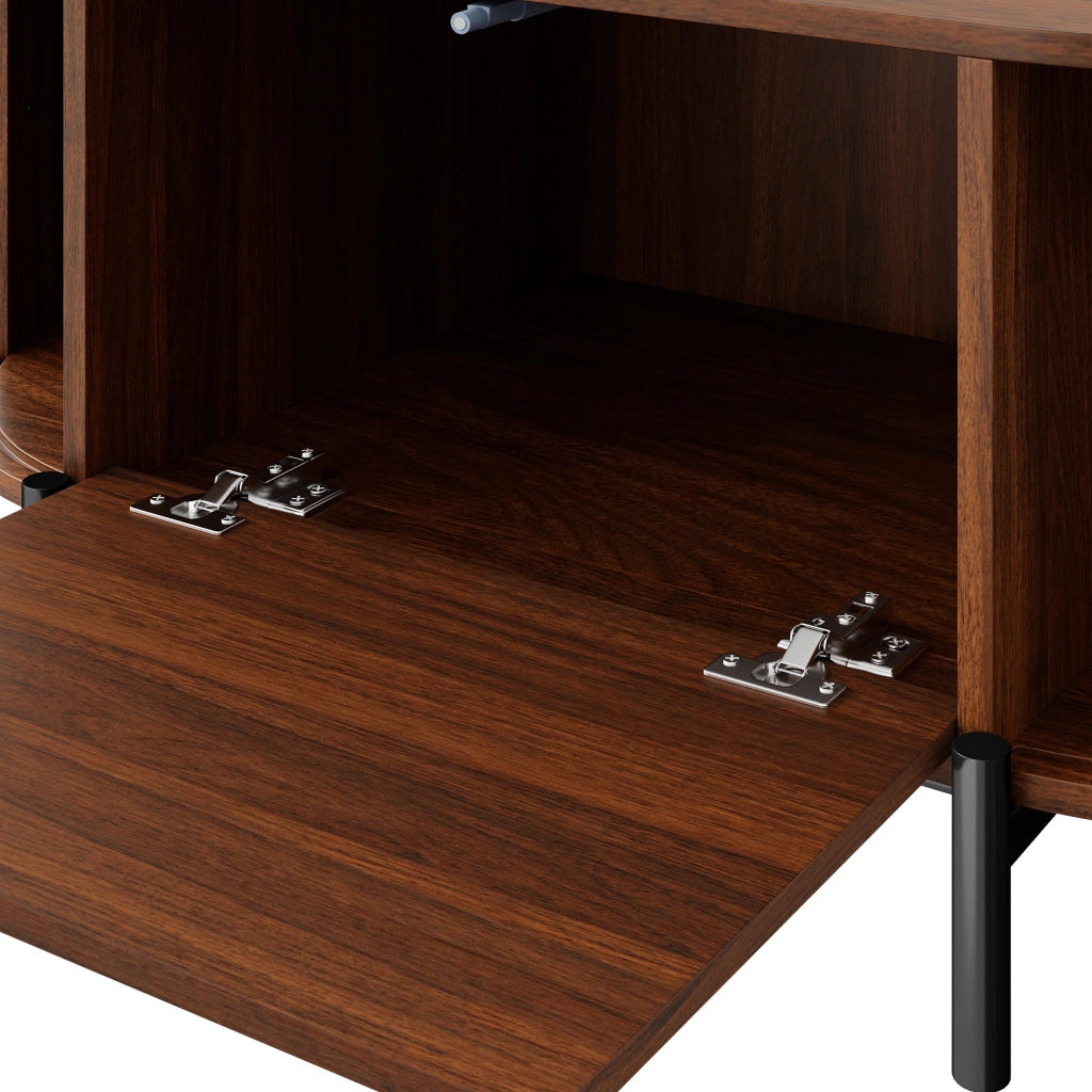 Tavolino da caffè con 3 ante e spazio contenitore - per soggiorno - in MDF - 100×50×40 cm - noce