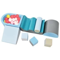 Set di 9 Blocchi Morbidi atossici da Gioco per arrampicarsi, scivolare, gattonare e giocare in sicurezza,blu
