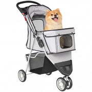 Carrello per Cani 4 Ruote Pieghevole con Coperchio Regolabile e Cestino ¨C Zephmum ¨C Grigio 77x44x102cm