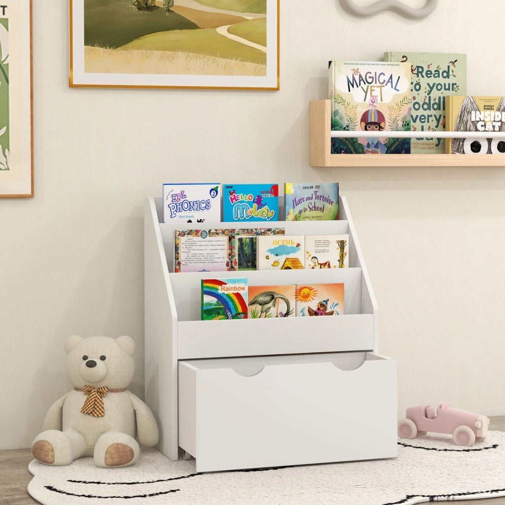 Libreria per bambini con 3 ripiani e cassetto ¨C Minimal ¨C 62.5x30x70 cm bianco