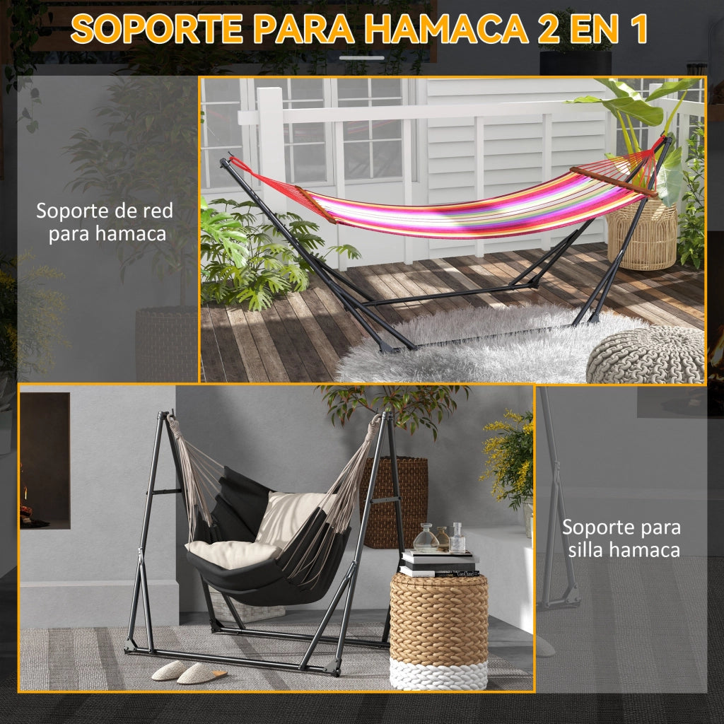 Supporto per Amaca Pieghevole 2 in 1 con Sedia a Dondolo ¨C Zephmum ¨C Struttura in Metallo Nero