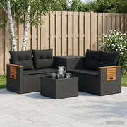 Set di divani 6 pz Nero Rattan sintetico e Acciaio 3447652