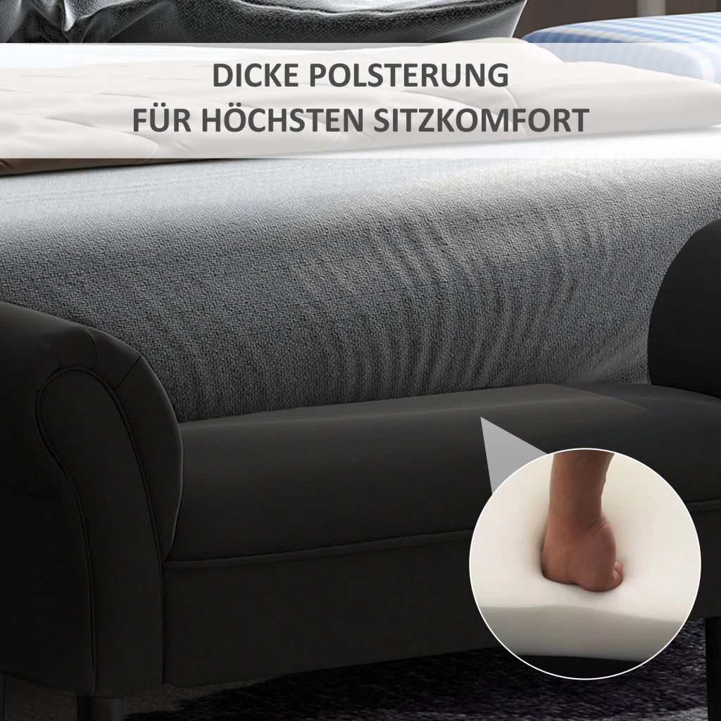 Panca imbottita con contenitore ¨C Xylo ¨C Nero, 102x36x51 cm