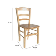 SEDIA IN LEGNO COLORE NATURALE LACCATO 87X40X40 CM MODELLO PAESANA CON SEDUTA COMPATTA E SCHIENALE ALTO IN MASSELLO - 4PZ