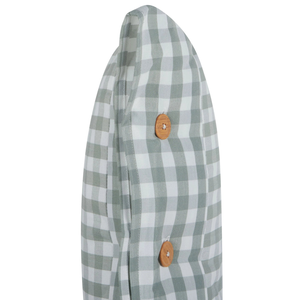 Cuscino decorativo verde e bianco con motivo a scacchi quadrato con bottoni 45 x 45 cm soggiorno camera da letto