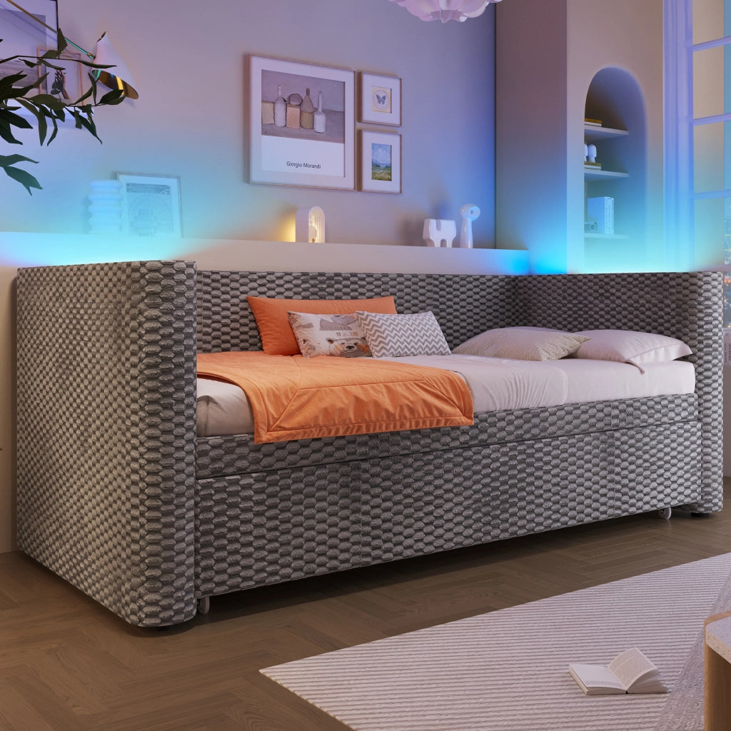 Tagesbett multifunzione velluto grigio 90x200 cm