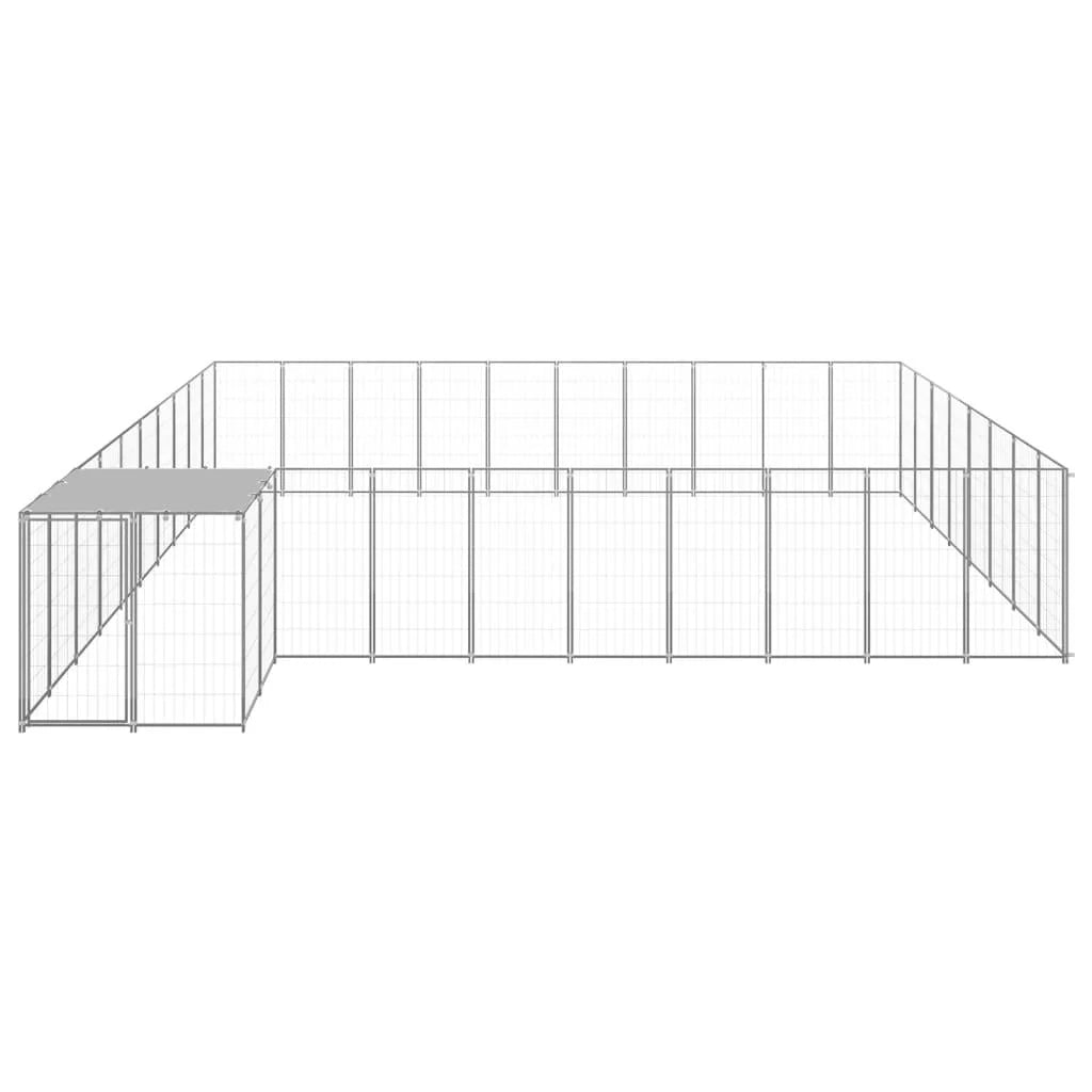 Recinto per gabbia per animali da esterno per cani argento 25,41 m² acciaio 02_0000260