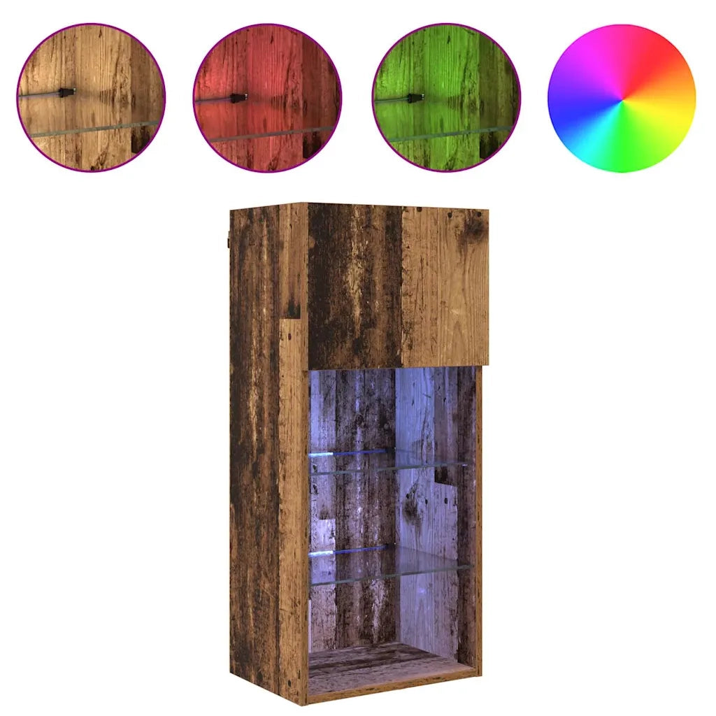 Mobile TV da Parete con LED Legno vecchio 40,5 x 30 x 90 cm 882954